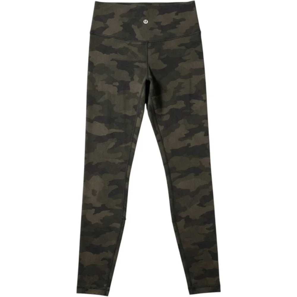 Lululemon Wunder Under High Rise Leggings‎ Green Camo Size 8